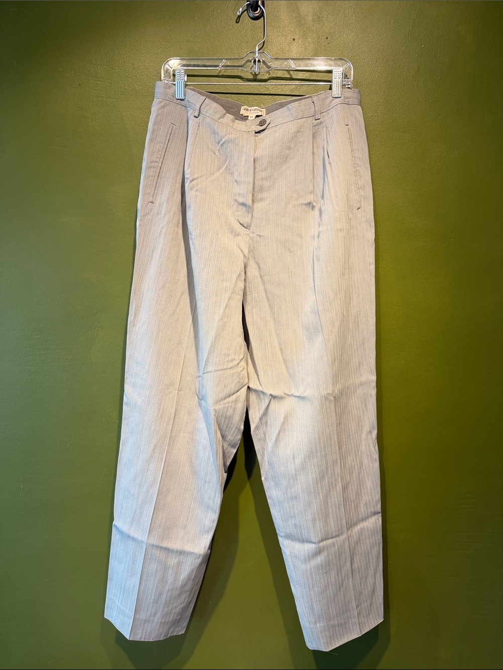 Vintage Giorgio Armani Light Gray Pinstripe Tailored Wide Leg Dress Pants
